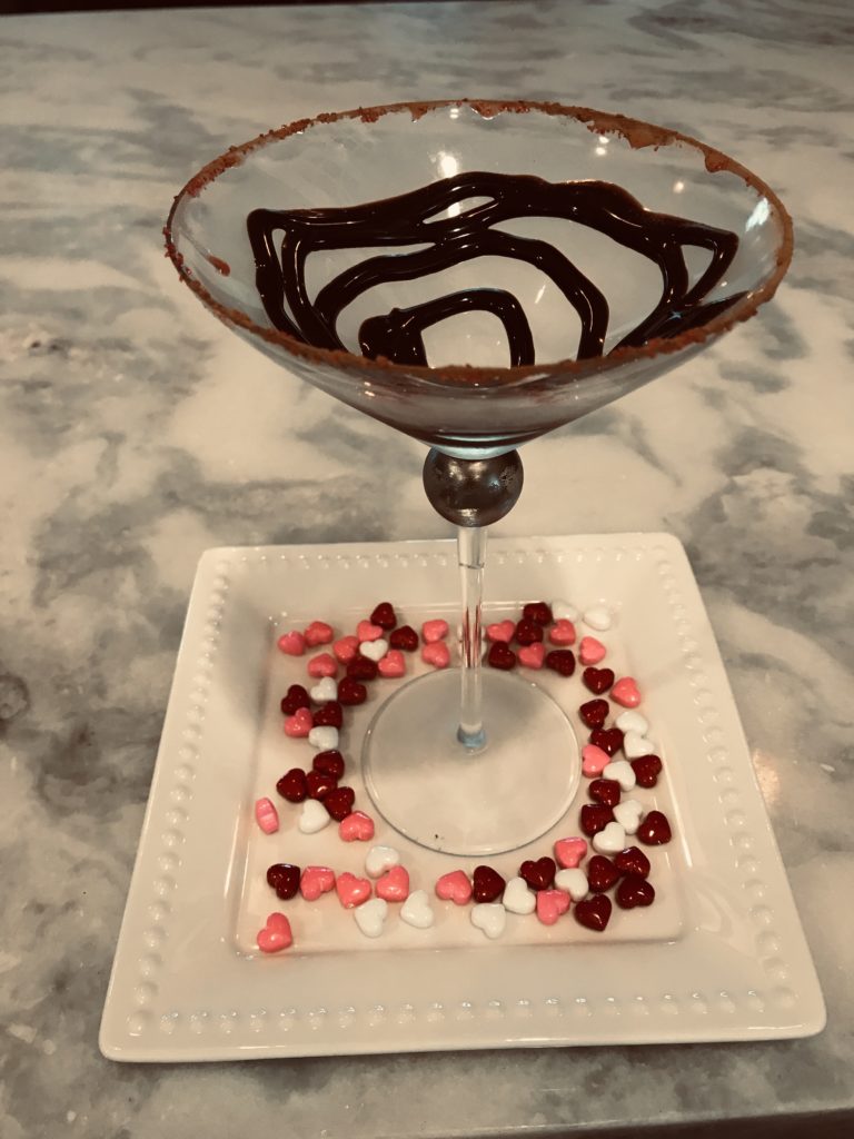 Perfectly prepared glass for chocolate cherry martini - with or without alcohol